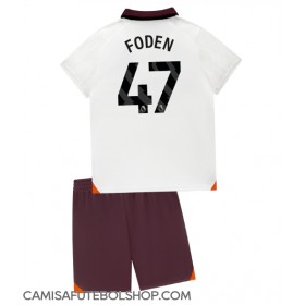 Camisa de time de futebol Manchester City Phil Foden #47 Replicas 2º Equipamento Infantil 2023-24 Manga Curta (+ Calças curtas)